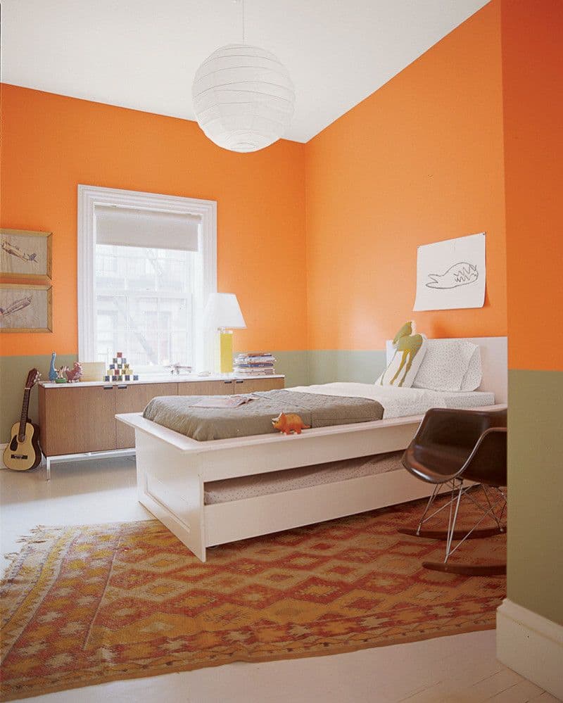 оранжевая спальня в 3-комнатной квартире