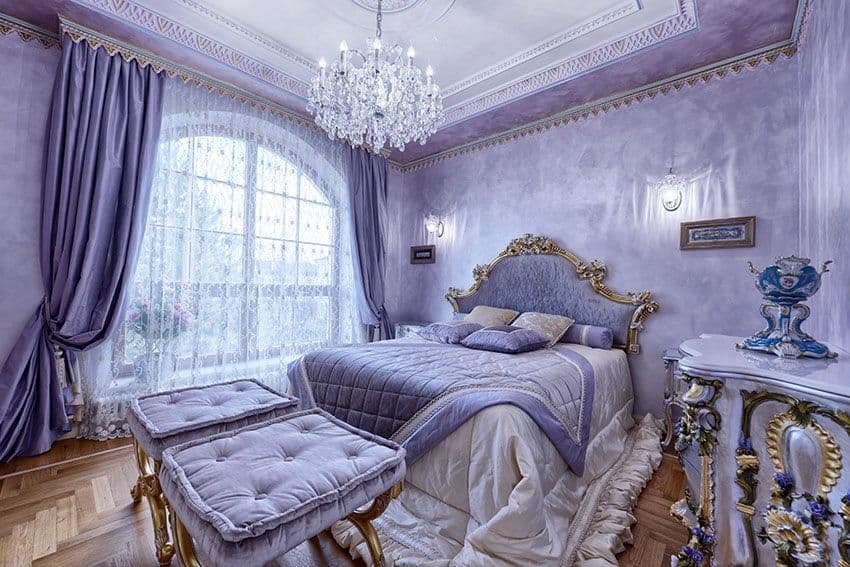 лиловая спальня в 3-комнатной квартире
