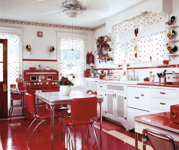 Кухня красно-белого цвета