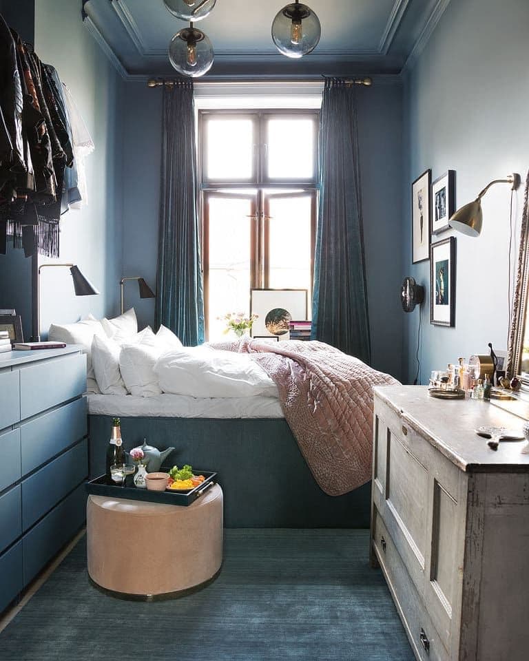 синяя спальня в квартире