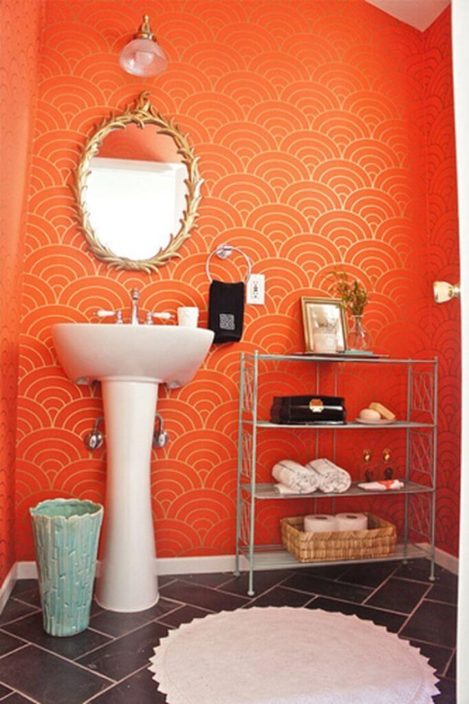Оранжевая ванная в восточном стиле