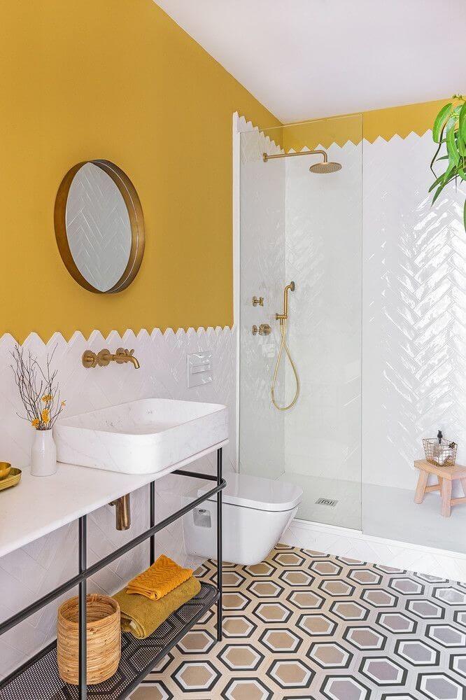 Желтая ванная в стиле модерн