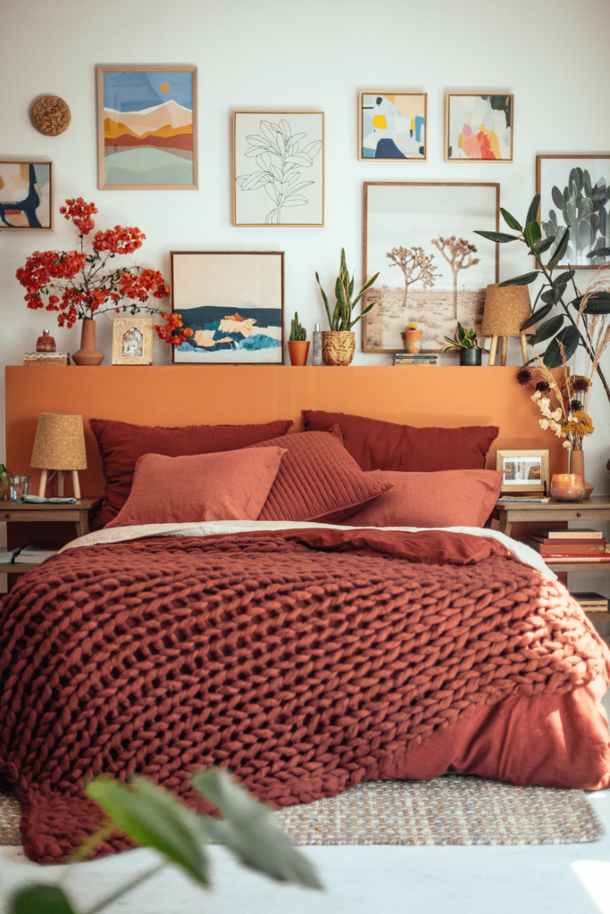 уникальная оранжевая спальня
