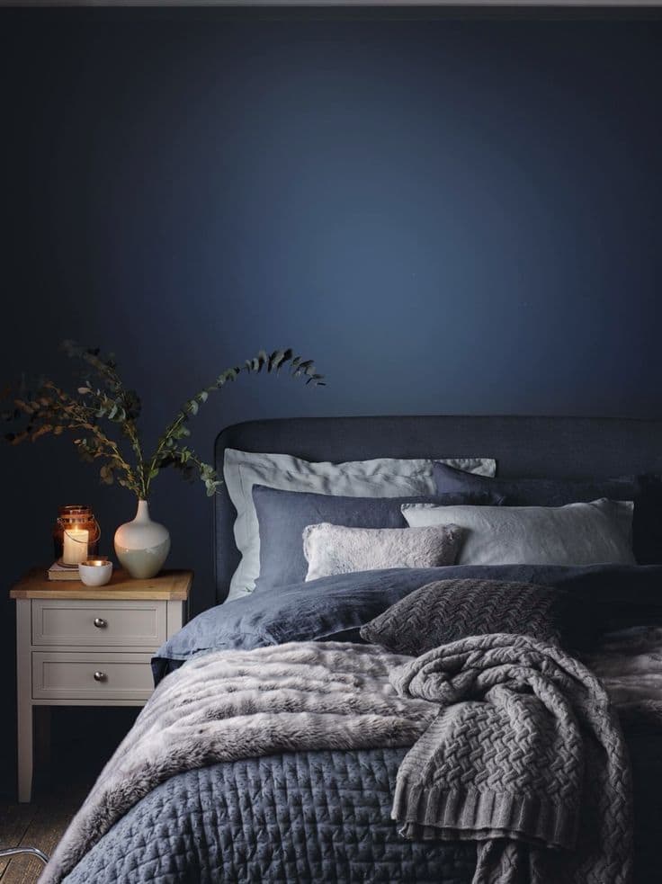 роскошная синяя спальня
