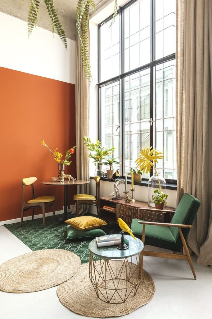 благородная оранжевая гостиная