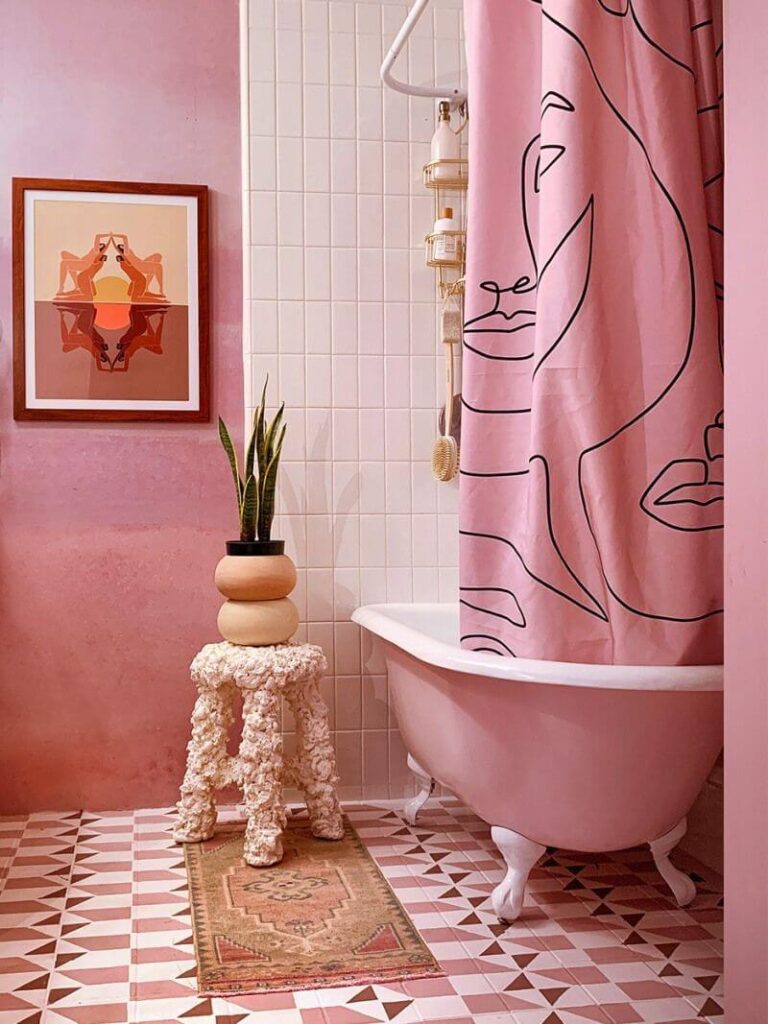 Розовая ванная в эко-стиле