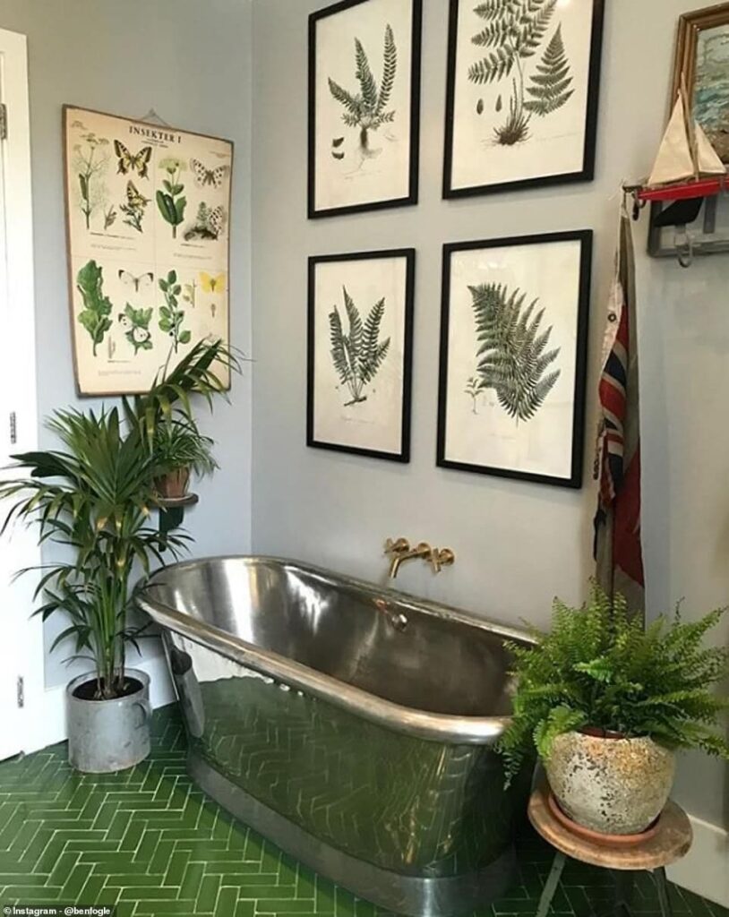 симпатичная зеленая ванная