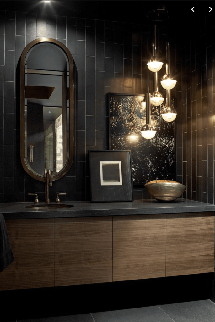 уникальный дизайн ванной в черных цветах