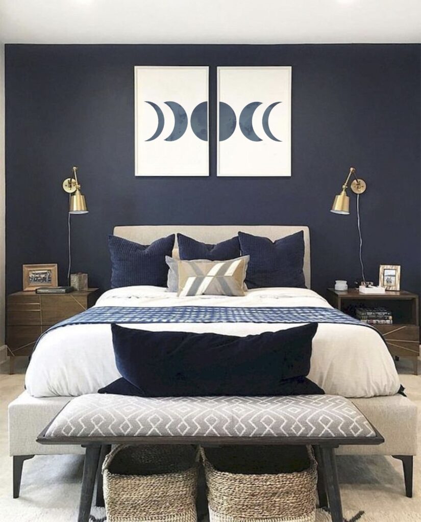 голубая спальня в однокомнатной квартире