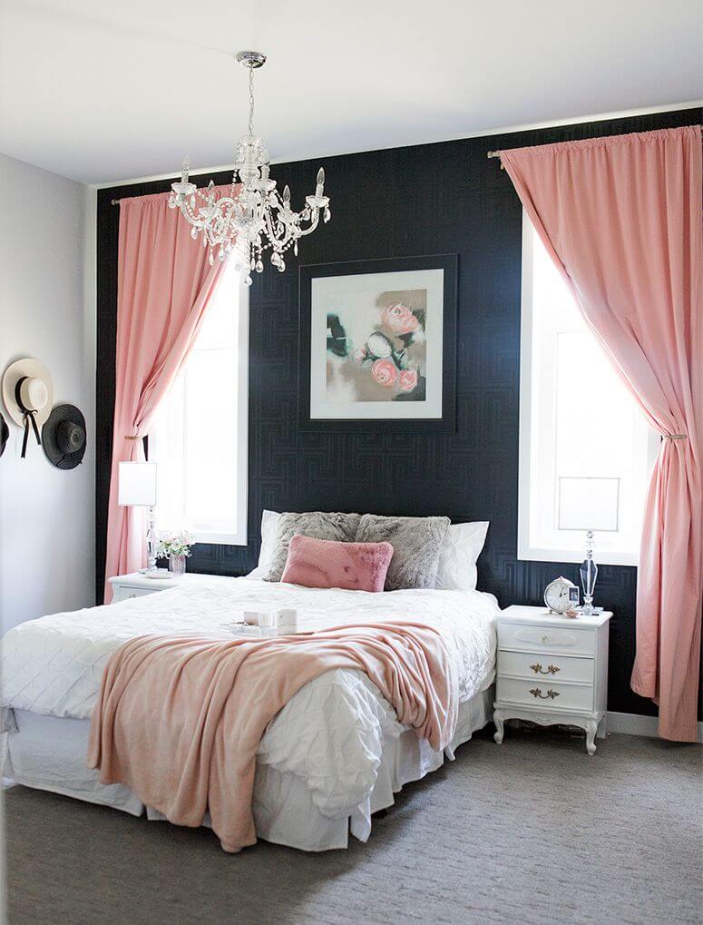 классическая розовая спальня