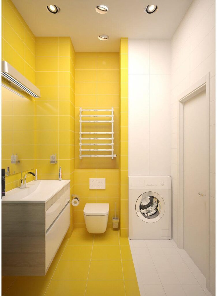 Контрастная ванная желтого цвета