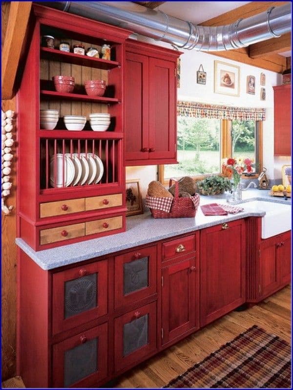 как оформить кухню в красных цветах