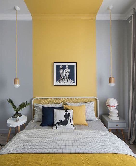 уникальный дизайн желтой спальни