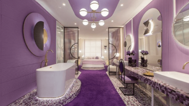 Шикарная ванная фиолетового цвета