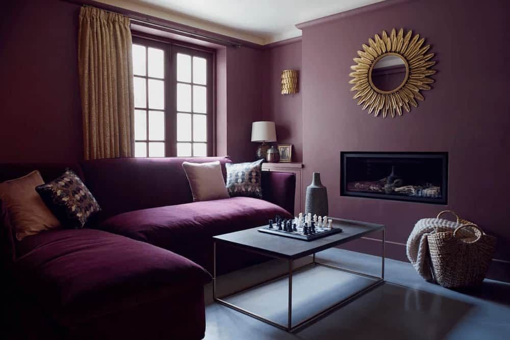 супердизайн гостиной в фиолетовых цветах