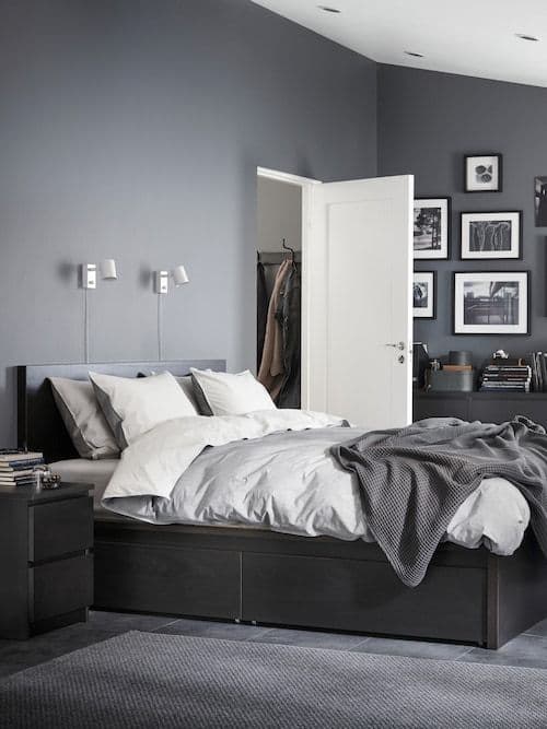 уникальный дизайн серой спальни