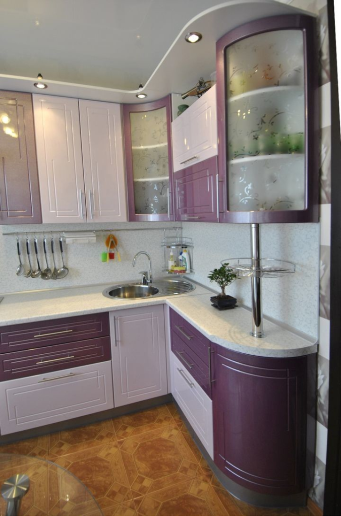 дизайн фиолетовой кухни