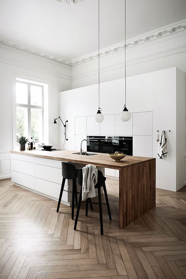 в скандинавском стиле кухня в трехкомнатной квартире