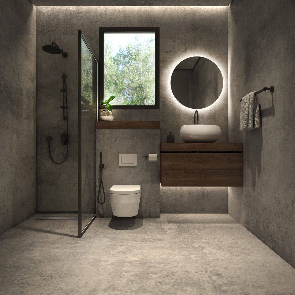 Стиль лофт в интерьере ванной комнаты: 35 фото дизайнов