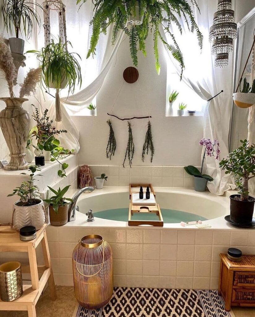 ванная в в тропическом стиле тонах