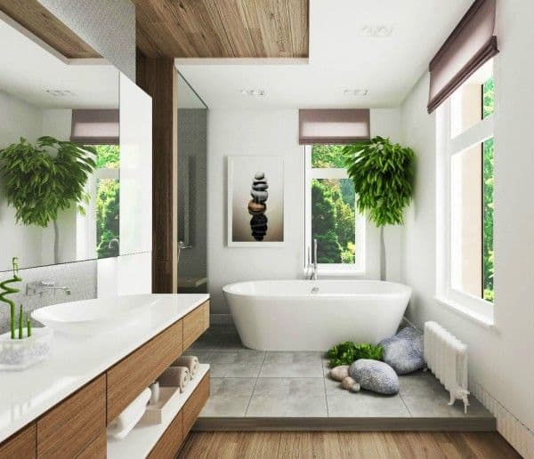 в тропическом стиле ванная в двухкомнатной квартире