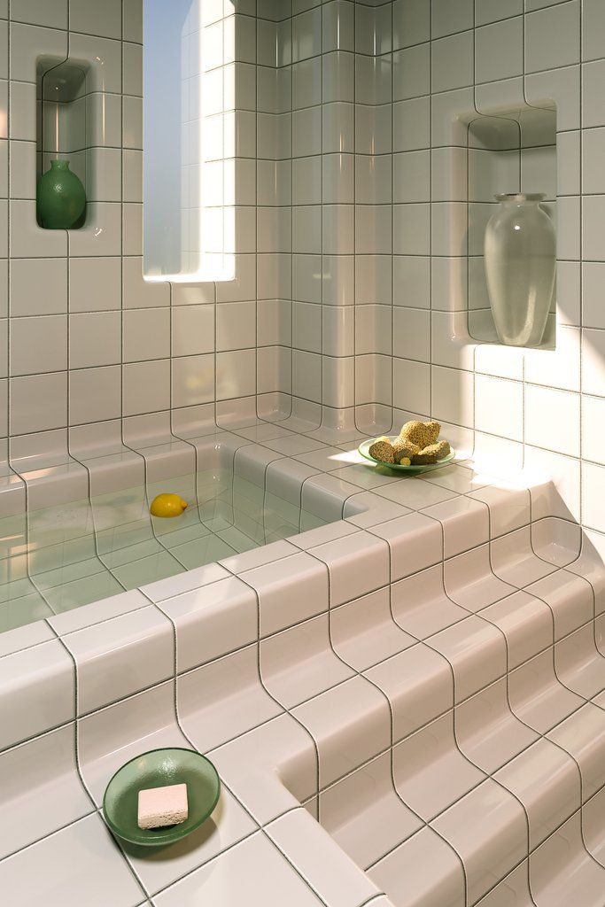 современная в тропическом стиле ванная