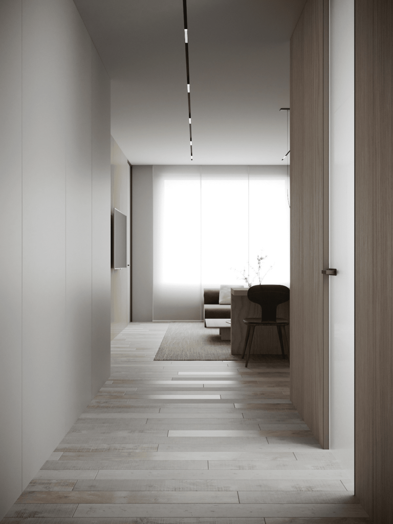 серый коридор в однокомнатной квартире