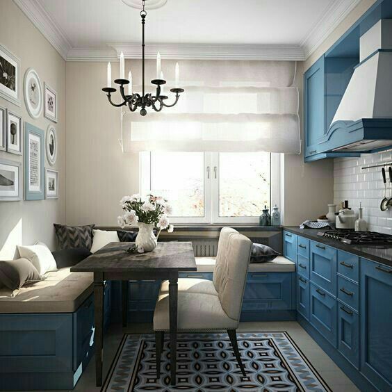 классическая синяя кухня