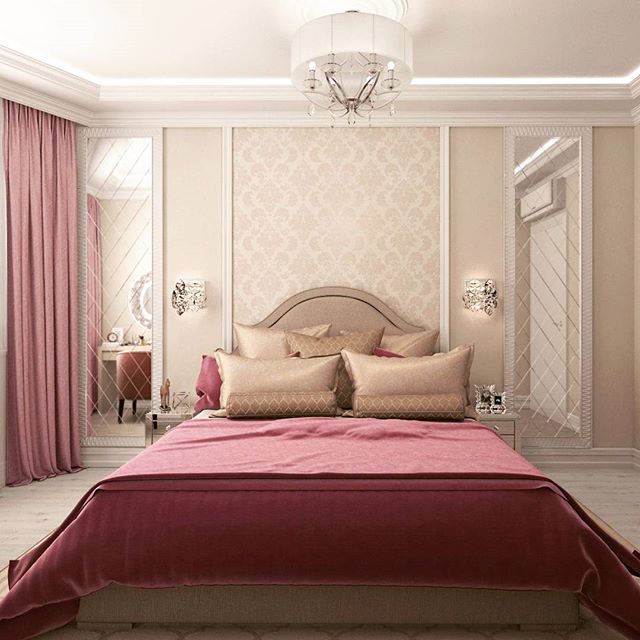 элегантная пудровая спальня