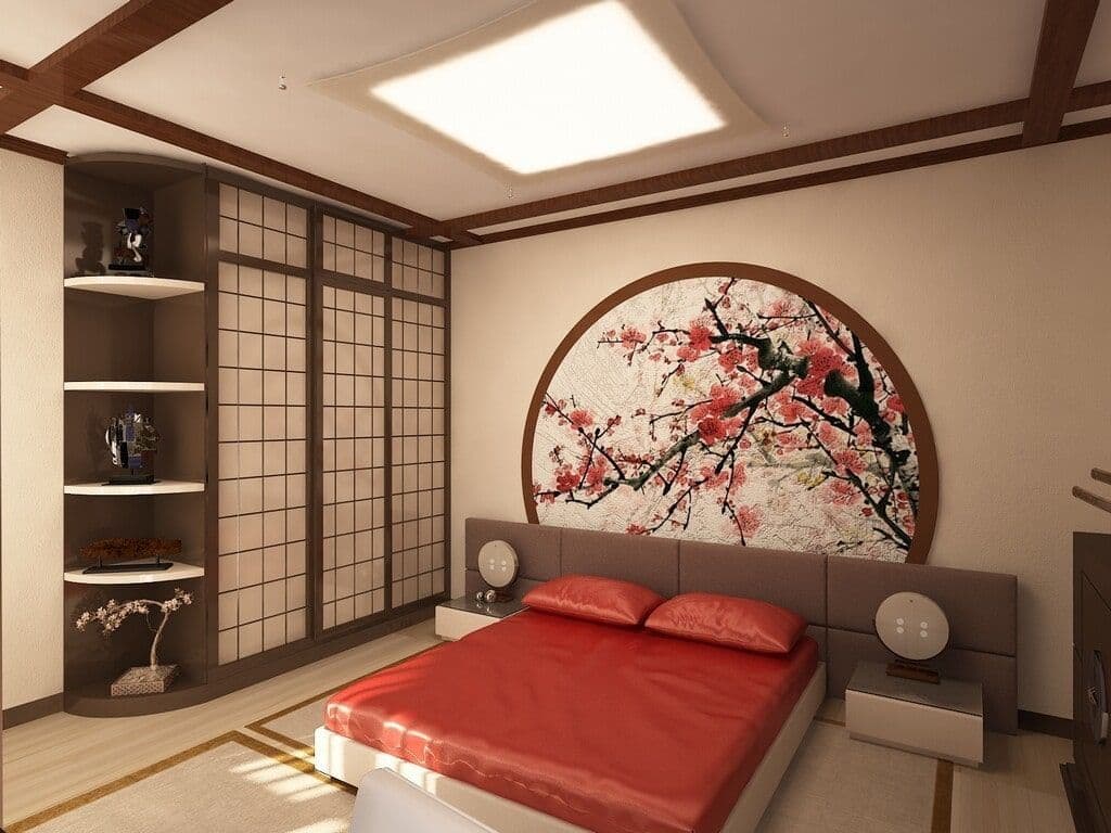 интерьер в японском стиле спальни