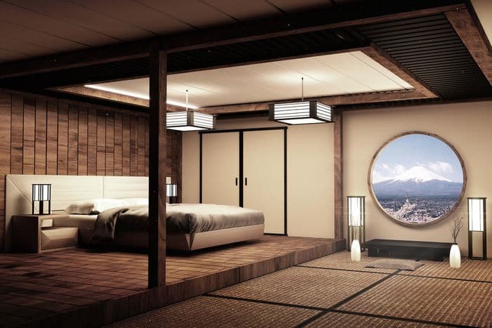 изысканная в японском стиле спальня