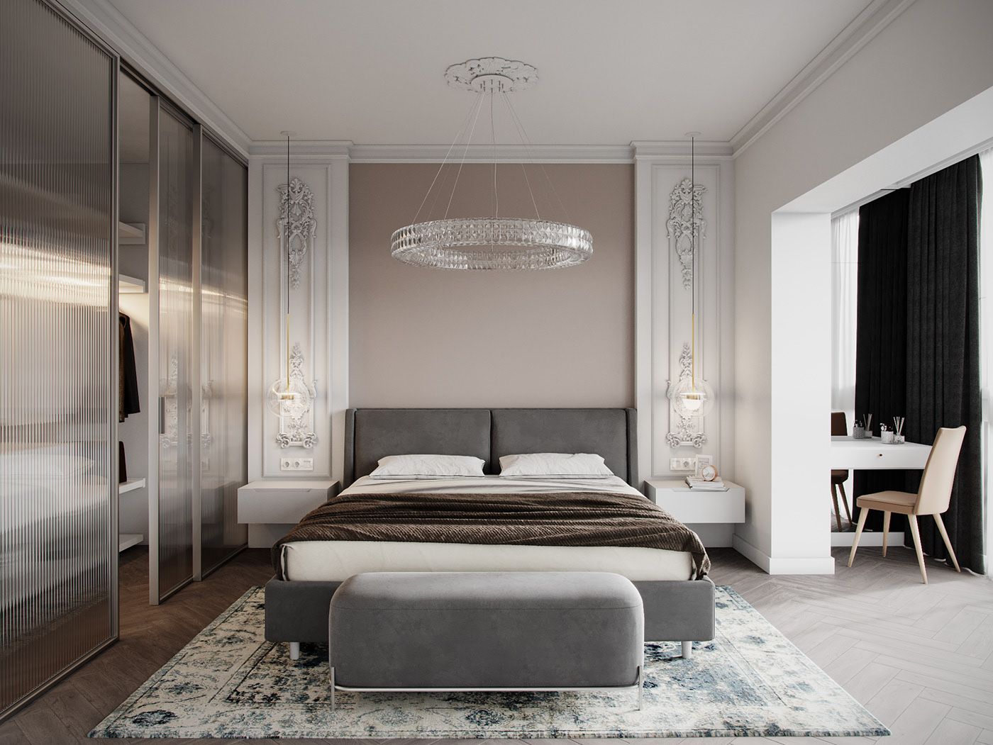 царская в стиле минимализм спальня