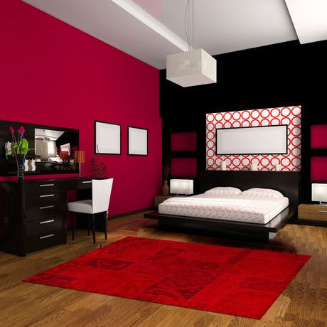 чистая красная спальня