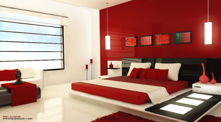 красная спальня в 3-комнатной квартире