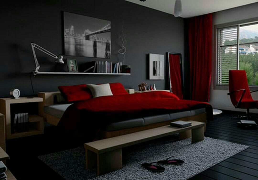 превосходная красная спальня