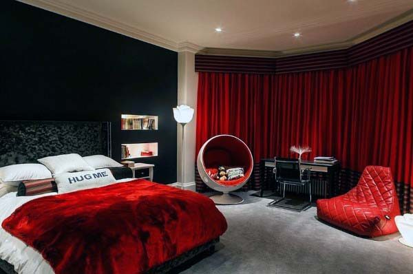 роскошная красная спальня