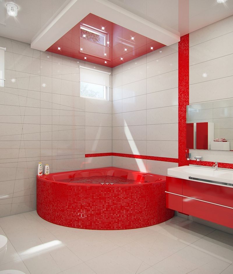 красивая красная ванная
