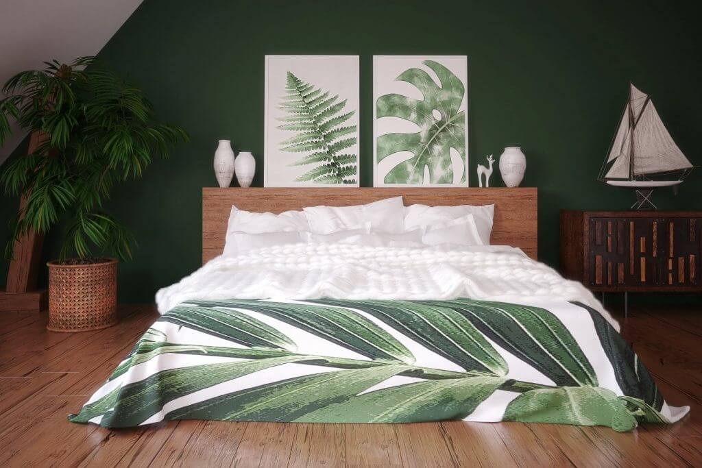 уникальная в тропическом стиле спальня