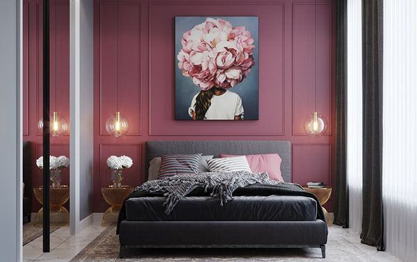элегантная вишневая спальня