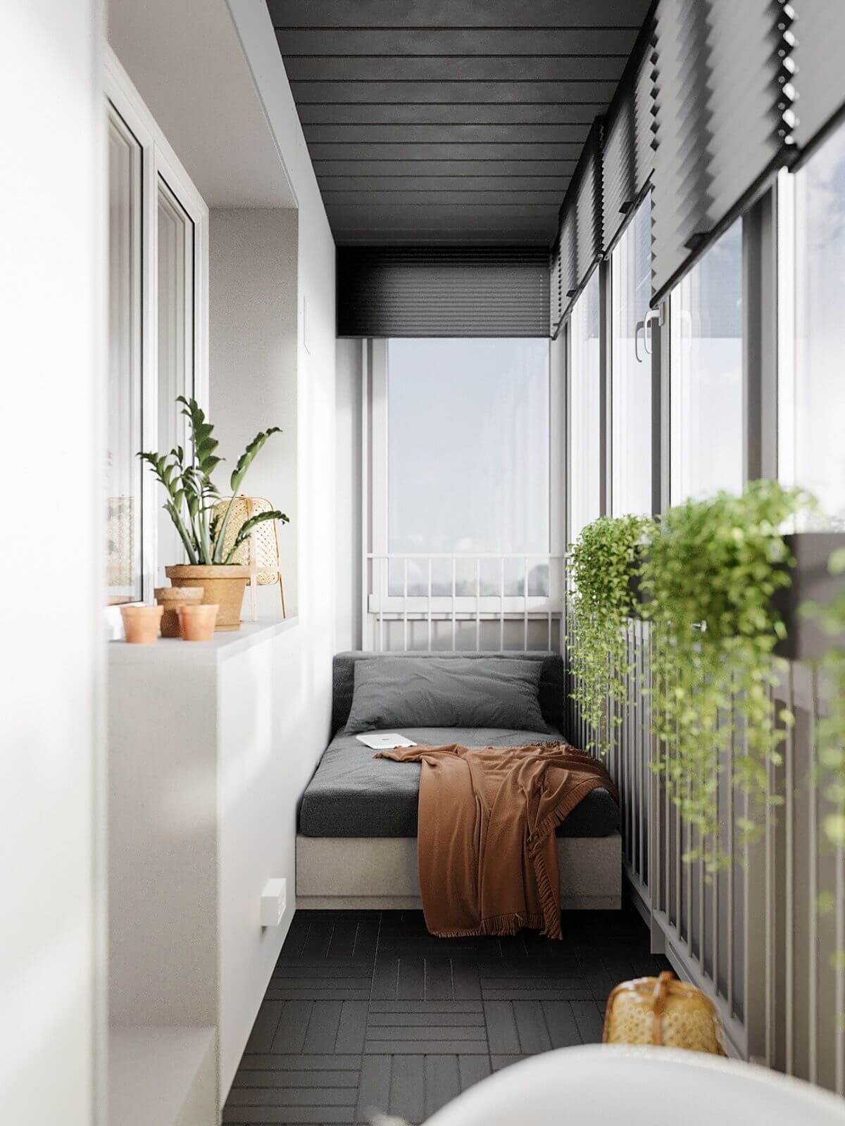 уникальный дизайн в стиле минимализм балкона
