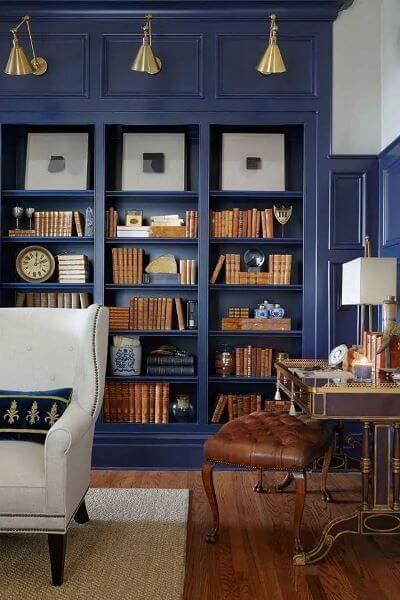 синий кабинет в трехкомнатной квартире