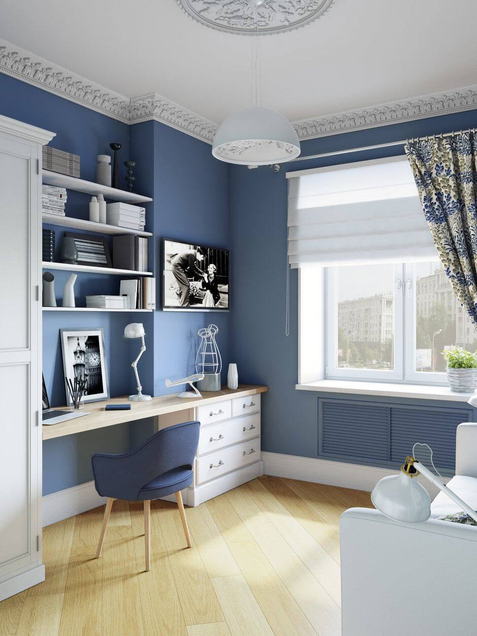 синий кабинет в квартире