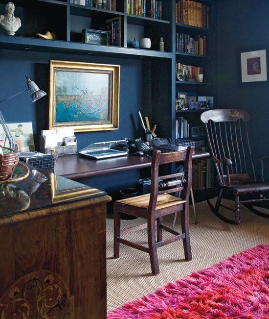 синий кабинет в трехкомнатной квартире