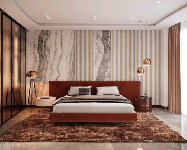 уникальный дизайн мраморной спальни