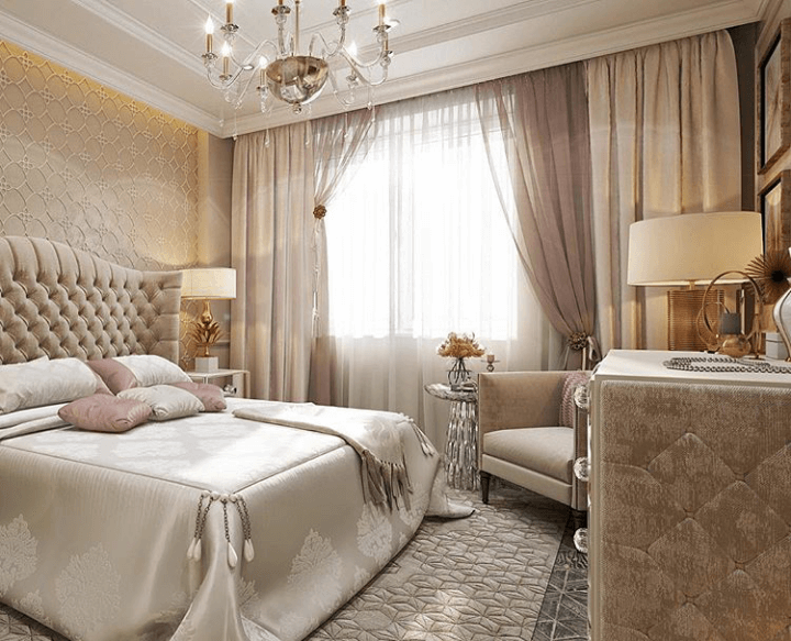 уникальный дизайн в классическом стиле спальни