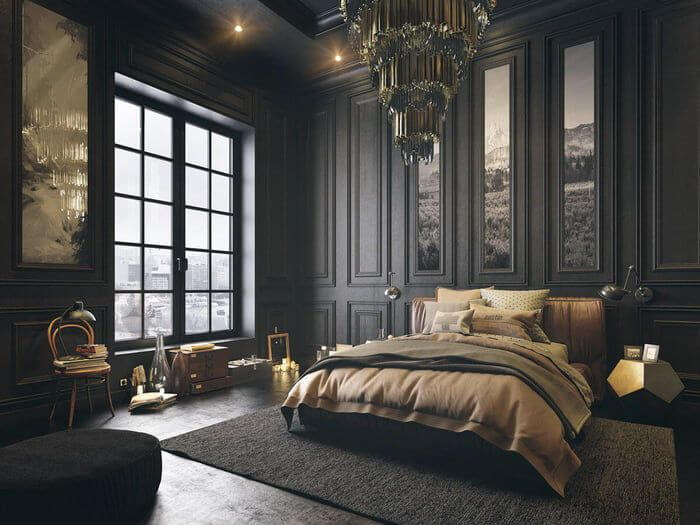 убранство в классическом стиле спальни