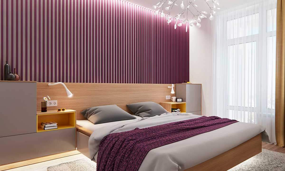 красивая пурпурная спальня