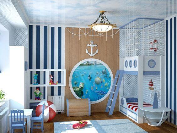 в морском стиле детская в 2-комнатной квартире