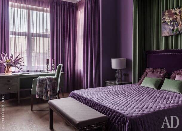 приятная пурпурная спальня