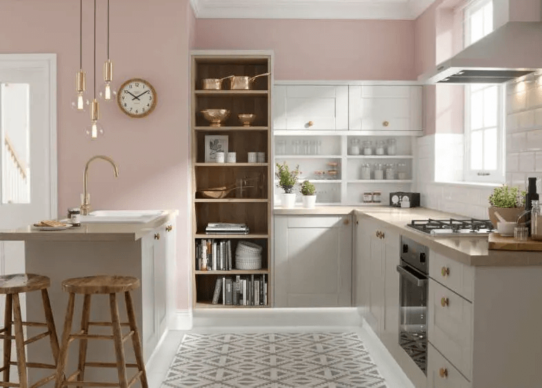 элегантная бело-розовая кухня